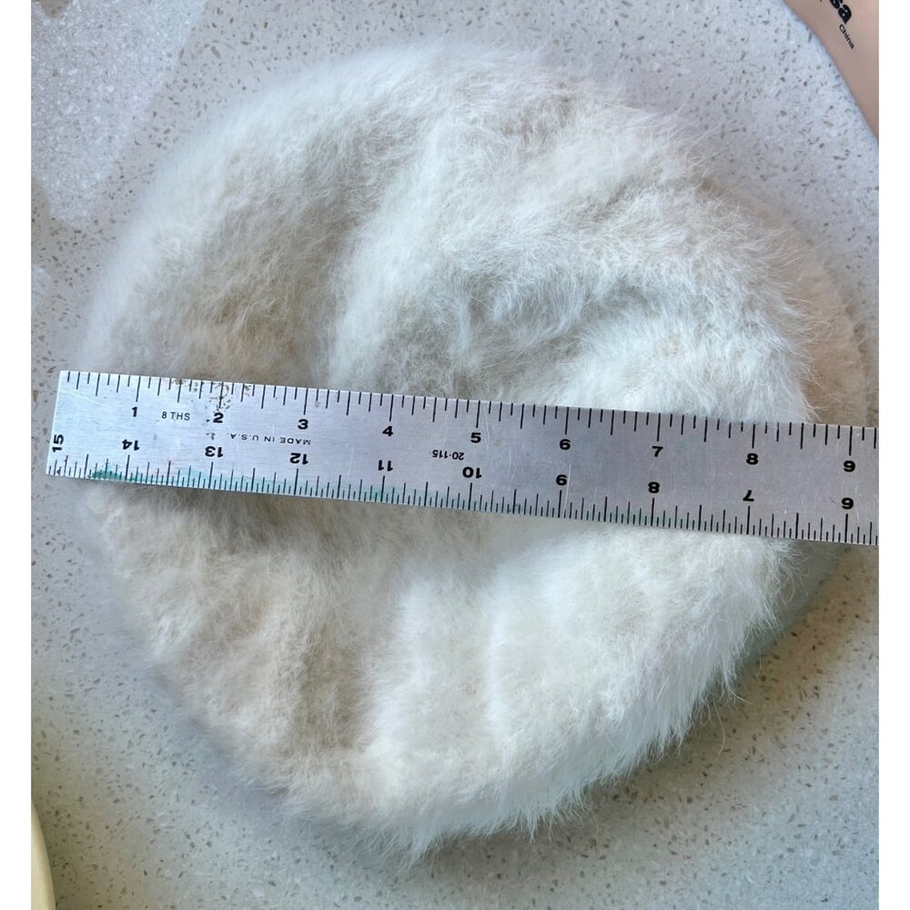Newsboy Hat White Mohair With Fuzzy Finish Vintage GUC - Picture 8 of 10